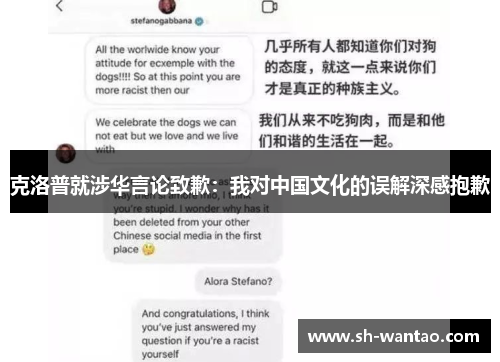 克洛普就涉华言论致歉：我对中国文化的误解深感抱歉